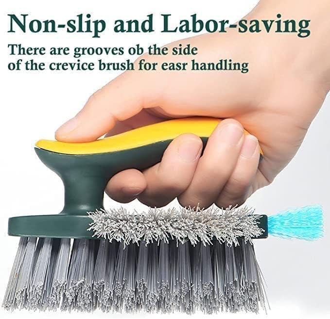 UCRAVO 1pc Scrub Brushes with Squeegee, Bathroom Cleaning Brushes, V-Shape Stiff Bristles Hand Scrubbing Brush for Cleaning, Sma